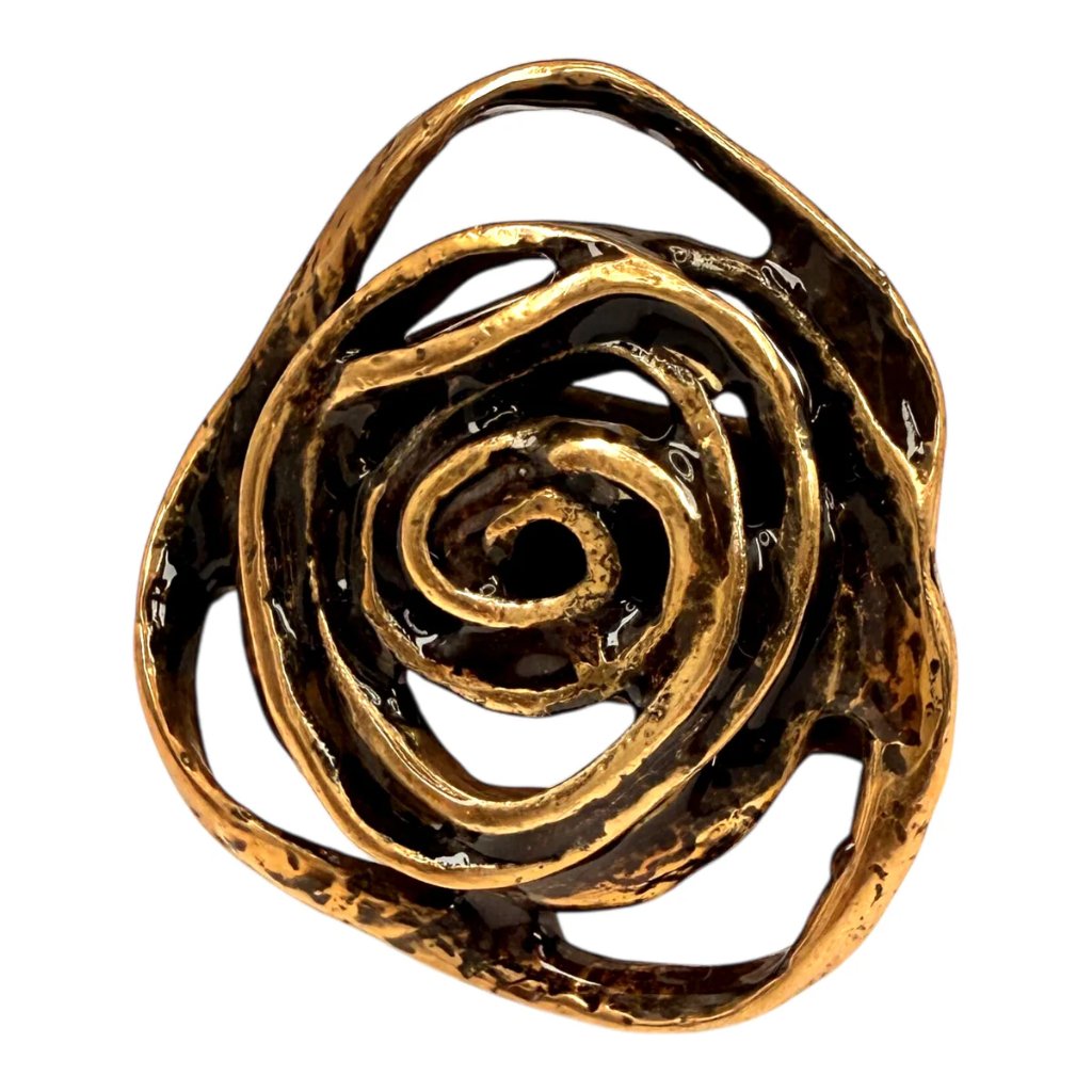 Oscar De La Renta Abstract Rose Statement Ring Gold-Tone Adjustable Size 45-55 220$